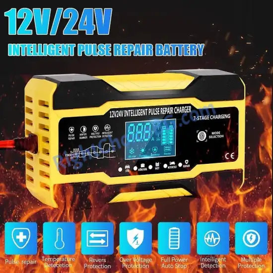 7 степенно умно процесорно зарядно за акумулатор 12V 24V - 10A 7 степенно умно процесорно зарядно за акумулатор 12V 24V - 10A