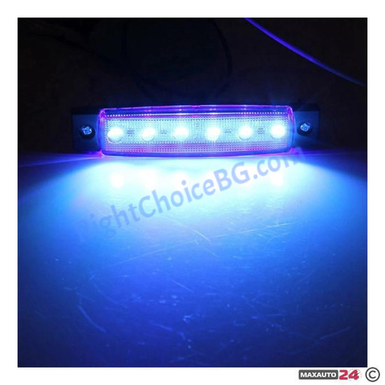 Диоден габарит с 6 LED диода син- 12V и 24V