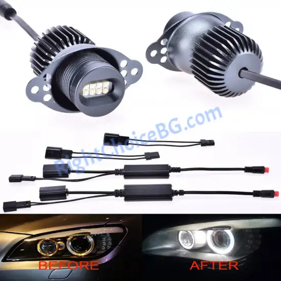 Висок Клас! 160W LED Крушки Angel Eyes 6000K за BMW E90 E91 Висок Клас! 160W LED Крушки Angel Eyes 6000K за BMW E90 E91