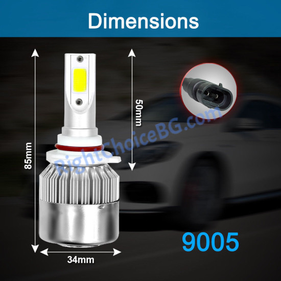 C6 LED крушки 72W 6500K COB, вентилаторни, 2 броя лед в комплект, 12V/24V C6 LED крушки 72W 6500K COB, вентилаторни, 2 броя лед в комплект, 12V/24V