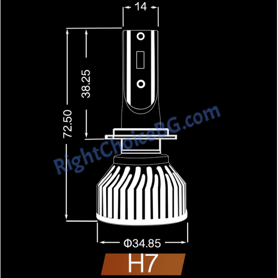 Умалени мини T5S CSP LED крушки 55W 6000K, вентилаторни, 2 броя лед в комплект, 12V/24V