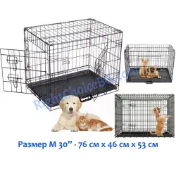 Сгъваема метална клетка за кучета котки зайци птици, Размер M