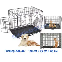 Сгъваема метална клетка за кучета котки зайци птици, Размер XXL