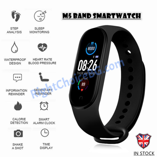 Смарт гривна часовник M5 Черен, Фитнес гривна, Smart Watch Bluetooth