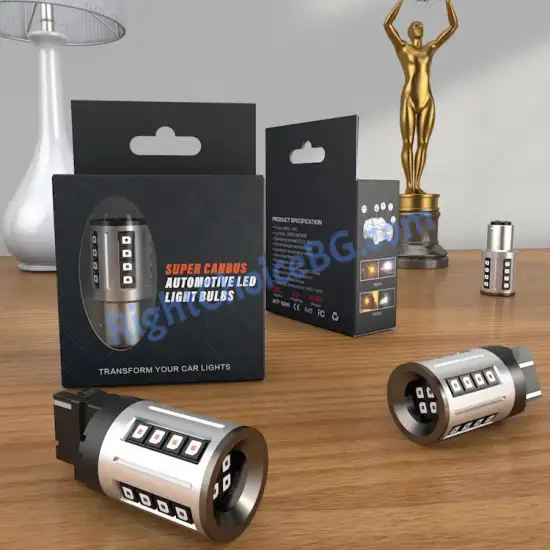 Висок клас LED, P21 P21W 1156 BA15S, 12V, 6000K, Canbus, 2 бр в к-т Висок клас LED, P21 P21W 1156 BA15S, 12V, 6000K, Canbus, 2 бр в к-т