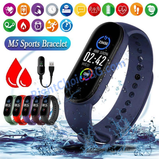 Смарт гривна часовник M5 Тъмно син, Фитнес гривна, Smart Watch Bluetooth Смарт гривна часовник M5 Тъмно син, Фитнес гривна, Smart Watch Bluetooth
