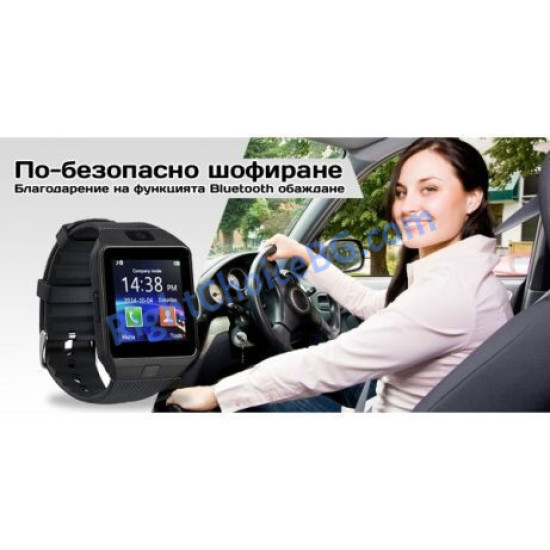 Смарт часовник Черен със слот за SIM и SD карта / Фитнес гривна / Smart Watch / за iOS и Android