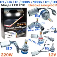 Висока мощност! LED Крушки F10 220W, 6000K, 2 броя лед в комплект, 12V 24V