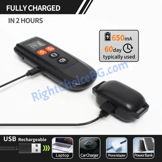 Нашийник за дресура и обучение на едно куче, модел 517 - 1000 метра, USB зареждане, IPX7 водоустойчивост Нашийник за дресура и обучение на едно куче, модел 517 - 1000 метра, USB зареждане, IPX7 водоустойчивост