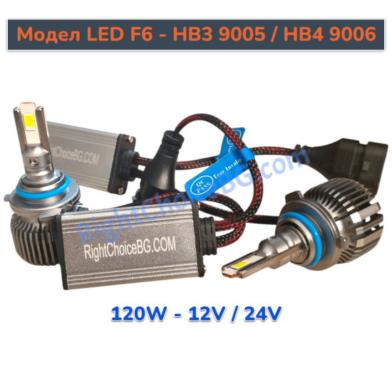 +300% 9006 HB4 / 9012 / 9005 HB3 / H10 120W LED диодна система без грешки Canbus, Модел F6 +300% 9006 HB4 / 9012 / 9005 HB3 / H10 120W LED диодна система без грешки Canbus, Модел F6