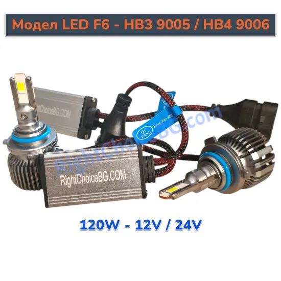 +300% 9006 HB4 / 9012 / 9005 HB3 / H10 120W LED диодна система без грешки Canbus, Модел F6 +300% 9006 HB4 / 9012 / 9005 HB3 / H10 120W LED диодна система без грешки Canbus, Модел F6