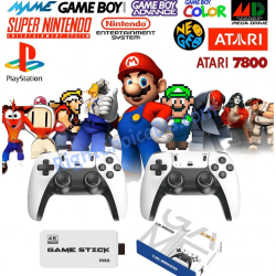 Безжична ретро конзола Game Stick M15, 30 000 видео игри, 9 емулатора, 64 GB, 2x безжичен контролер 2,4 GHz 4K Ultra Game