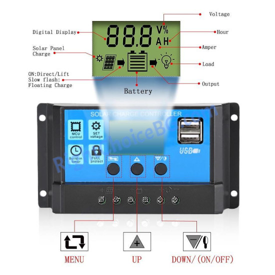 Соларен PWM контролер 30A, За системи 12V и 24V