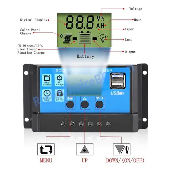 Соларен PWM контролер 30A, За системи 12V и 24V Соларен PWM контролер 30A, За системи 12V и 24V