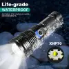Мощен LED фенер до 1000m XHP70 - USB зареждане, водоустойчив, 90000lm